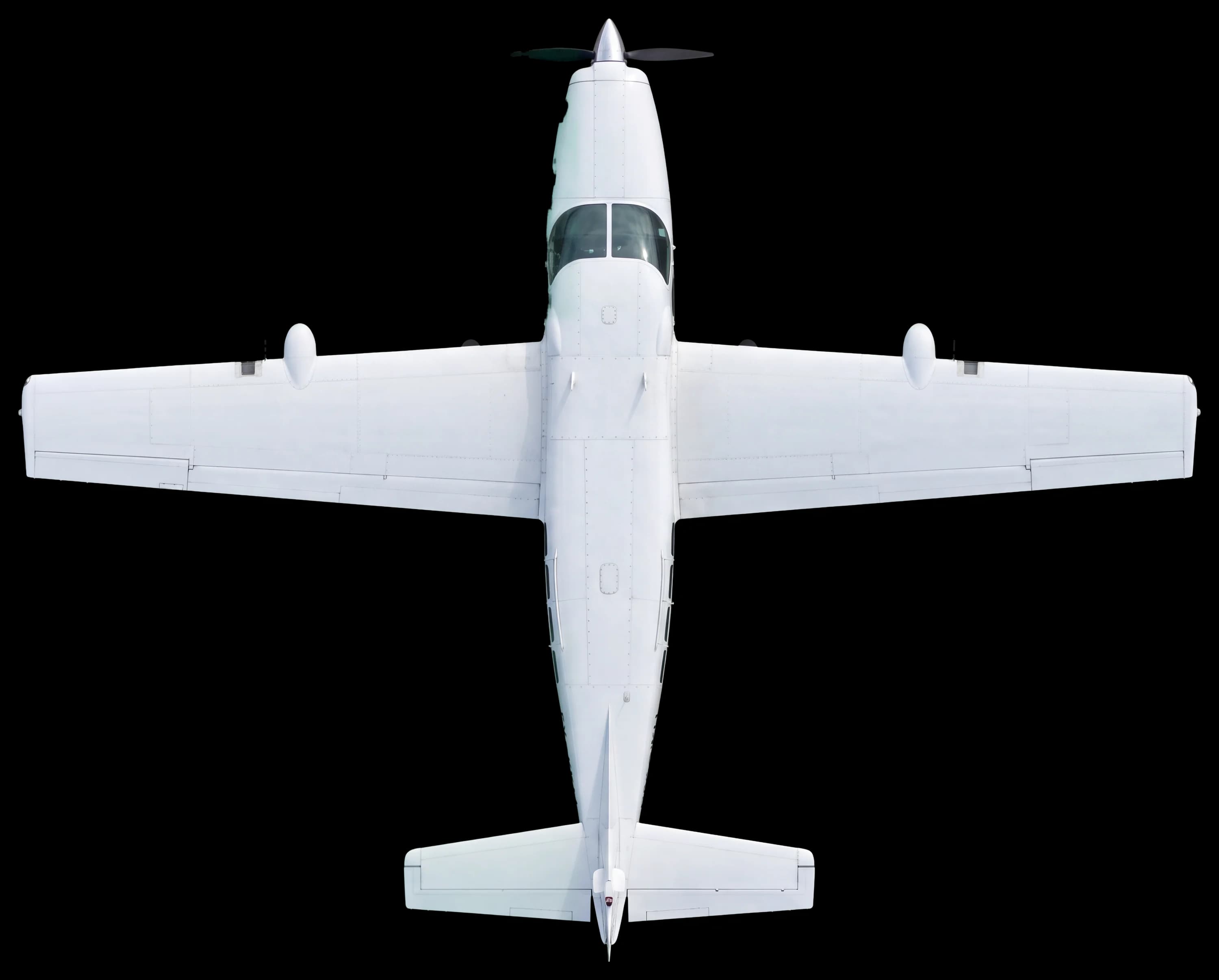A Grand Caravan in plain white seen from directly above (AI-generated illustration)