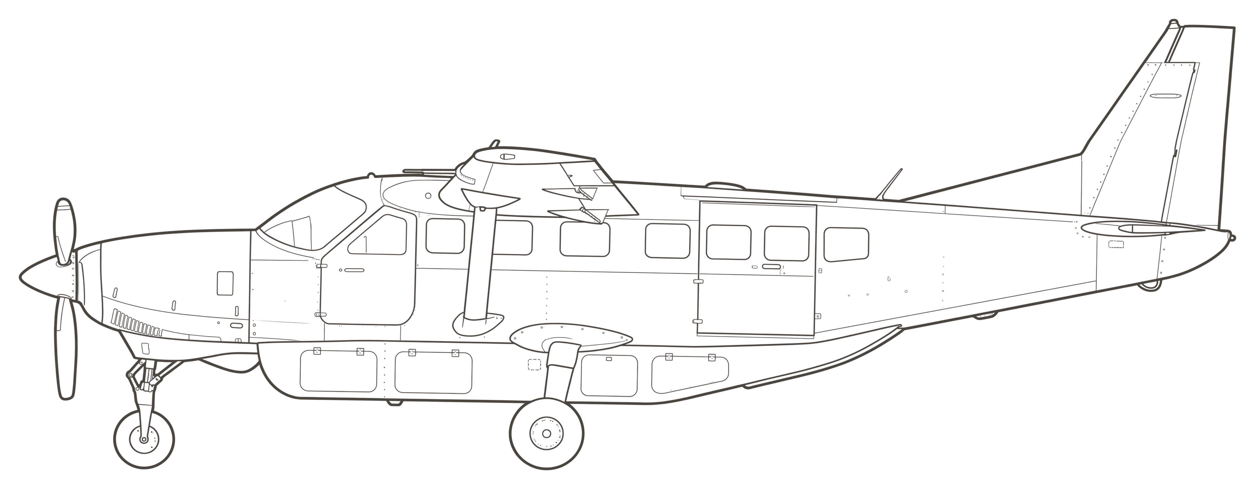 Grand Caravan, side view line drawing